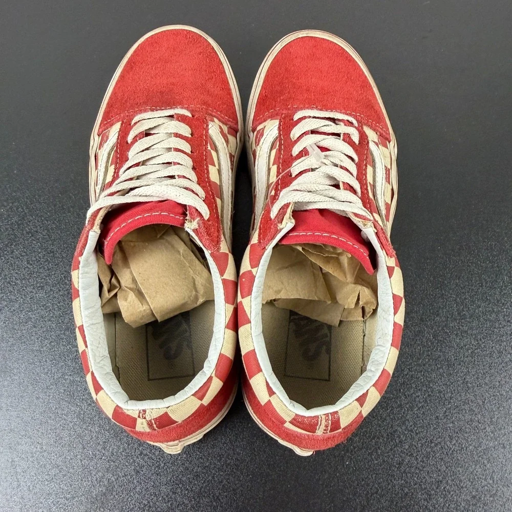 Vans Old Skool Sneakers Unisex Size US M5.5/W7 Red White Checkerboard Lace-Up